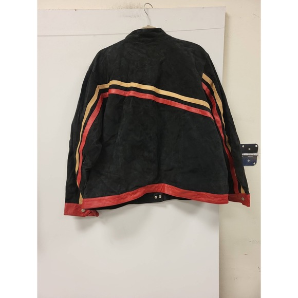 Ashley Stewart Womens Jacket Size‎ 22 Black Suede Leather Stripe Detail Moto - Picture 3 of 16